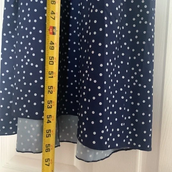 NWT White Dots on Blue Maxi Dress Size L - Picture 9 of 10